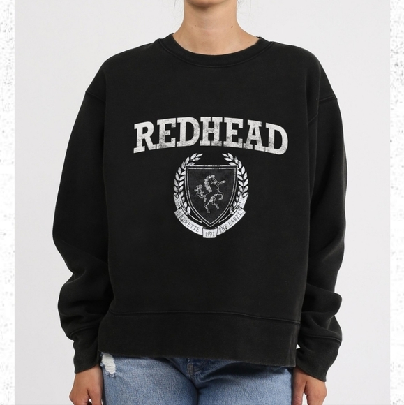 Brunette Redhead Distressed Varsity Stepsister Sweatshirt SZ Sm/ Med - Picture 1 of 5